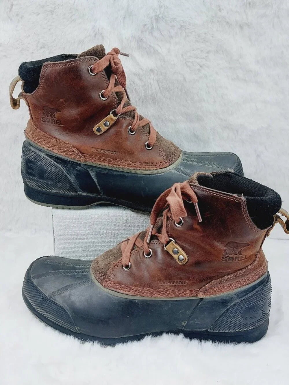 Sorel Men's Brown Black Ankeny Waterproof Classic Ankle Duck Winter Boot Size 9